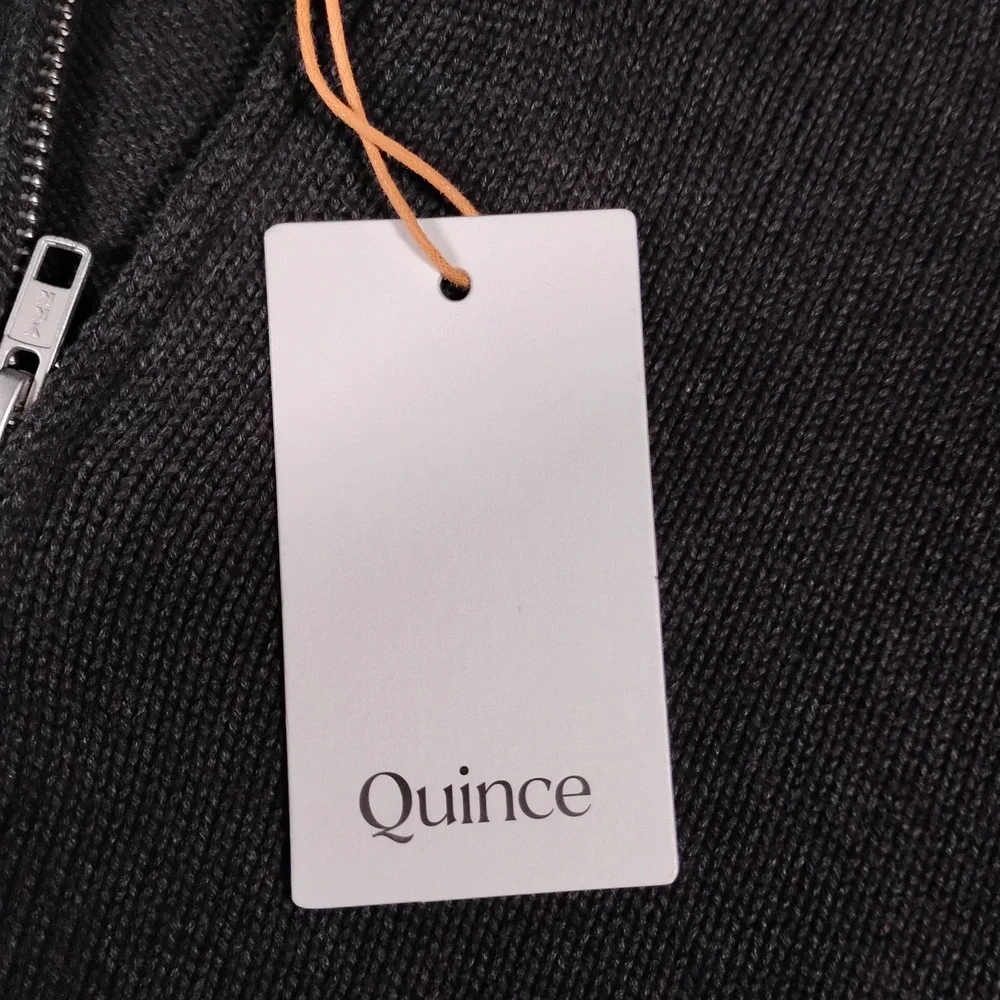 Quince Organic Cotton Quarter Zip Sweater Men's Large Charcoal Gray Pullover